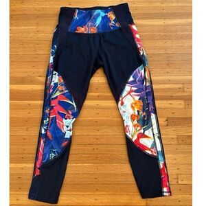 Athleta High Rise Hawaii Tropical Precision Ankle Tight navy athletic leggings